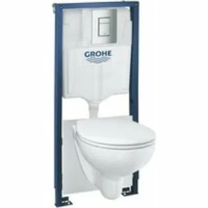 Комплект инсталляции GROHE Solido 4 в 1, с подвесным унитазом Lecico Sydney, сиденьем с крышкой и панелью смыва Skate Air (хром) (39460000) Комплект инсталляции GROHE Solido 4 в 1, с подвесным унитазом Lecico Sydney, сиденьем с крышкой и панелью смыва Skate Air (хром) (39460000)