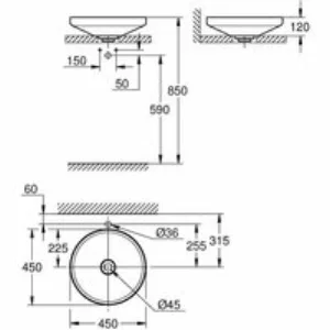 Раковина свободностоящая GROHE Airio без перелива, 45 см альпин-белый (3995800H) Раковина свободностоящая GROHE Airio без перелива, 45 см альпин-белый (3995800H)