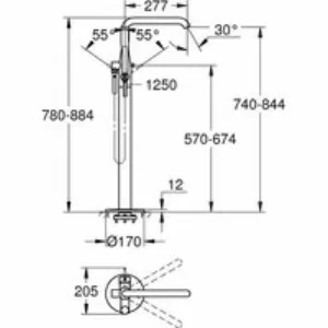 Внешняя часть смесителя для ванны GROHE Essence напольного монтажа, хром (25248001) Внешняя часть смесителя для ванны GROHE Essence напольного монтажа, хром (25248001)