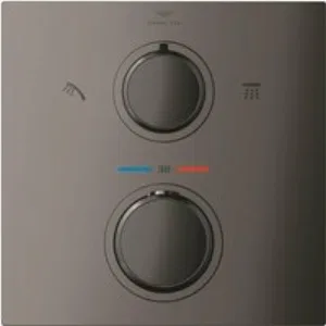 Внешняя часть термостата для душа GROHE Allure скрытого монтажа на 2 потребителя, квадратная, темный графит глянец (29181A02) Внешняя часть термостата для душа GROHE Allure скрытого монтажа на 2 потребителя, квадратная, темный графит глянец (29181A02)