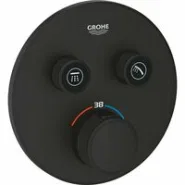 Внешняя часть термостата для душа GROHE Grohtherm SmartControl на 2 потребителя, круглая, фантомный черный (29507KF0)