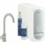 Кран для кухонной мойки GROHE Blue Home Mono с системой фильтрации, охлаждения и газирования воды, Wi-Fi, суперсталь (31498DC1)