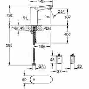 Кран для раковины GROHE Eurosmart Cosmopolitan E инфракрасный, без функции смешивания, хром (36439001) Кран для раковины GROHE Eurosmart Cosmopolitan E инфракрасный, без функции смешивания, хром (36439001)