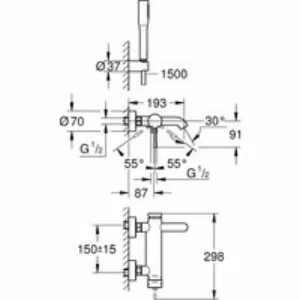 Смеситель для ванны GROHE Essence, хром (25249001) Смеситель для ванны GROHE Essence, хром (25249001)