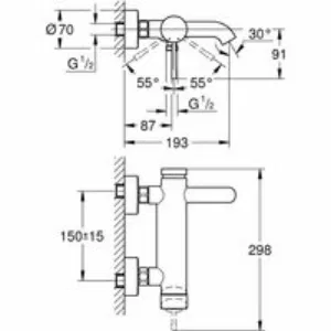 Смеситель для ванны GROHE Essence, хром (25250001) Смеситель для ванны GROHE Essence, хром (25250001)