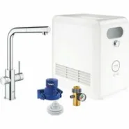 Смеситель для кухни GROHE Blue Professional с вытяжным изливом, функцией фильтрации, системой охлаждения и газирования воды, Wi-Fi, хром (313