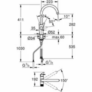 Смеситель для кухонной мойки GROHE Blue Pure BauCurve с функцией фильтрации, без фильтра в комплекте, хром (30580000) Смеситель для кухонной мойки GROHE Blue Pure BauCurve с функцией фильтрации, без фильтра в комплекте, хром (30580000)