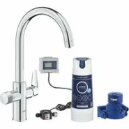 Смеситель для кухонной мойки GROHE Blue Pure BauCurve с функцией фильтрации, с фильтром в комплекте, хром (30581000)