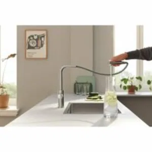 Смеситель для кухни GROHE Blue Pure Minta c вытяжным изливом и фильтрацией, суперсталь (30590DC0) Смеситель для кухни GROHE Blue Pure Minta c вытяжным изливом и фильтрацией, суперсталь (30590DC0)