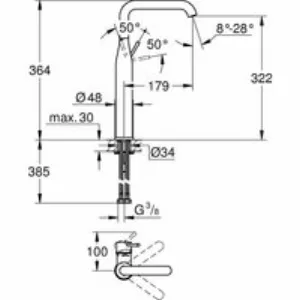 Смеситель для раковины GROHE Essence без донного клапана, XL-size, фантомный черный (24170KF1) Смеситель для раковины GROHE Essence без донного клапана, XL-size, фантомный черный (24170KF1)