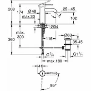 Смеситель для раковины GROHE Essence с донным клапаном, S-Size, хром (24180001) Смеситель для раковины GROHE Essence с донным клапаном, S-Size, хром (24180001)