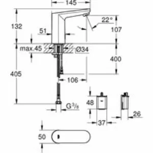 Смеситель для раковины GROHE Eurosmart Cosmopolitan E инфракрасный, хром (36330002) Смеситель для раковины GROHE Eurosmart Cosmopolitan E инфракрасный, хром (36330002)