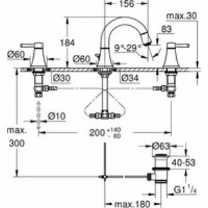 Смеситель для раковины GROHE Grandera на 3 отверстия, S-size, хром (20417000) Смеситель для раковины GROHE Grandera на 3 отверстия, S-size, хром (20417000)