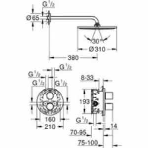 Набор GROHE Grohtherm 3000 Cosmopolitan для душа с термостатом и верхним душем GROHE Rainshower Cosmopolitan 310, хром (34571000) Набор GROHE Grohtherm 3000 Cosmopolitan для душа с термостатом и верхним душем GROHE Rainshower Cosmopolitan 310, хром (34571000)