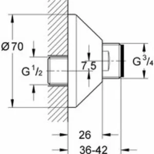 Эксцентрик s-образный 1/2 дюйма x 3/4 дюйма GROHE, регулируемый 7,5 мм (12001000) Эксцентрик s-образный 1/2 дюйма x 3/4 дюйма GROHE, регулируемый 7,5 мм (12001000)