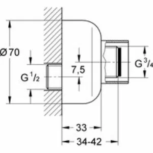 Эксцентрик s-образный 1/2 дюйма x 3/4 дюйма GROHE, регулируемый 7,5 мм (12023000) Эксцентрик s-образный 1/2 дюйма x 3/4 дюйма GROHE, регулируемый 7,5 мм (12023000)