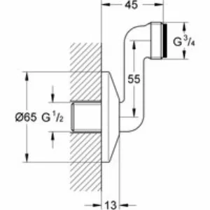Эксцентрик s-образный 1/2 дюйма x 3/4 дюйма GROHE, регулируемый 55 мм (12465000) Эксцентрик s-образный 1/2 дюйма x 3/4 дюйма GROHE, регулируемый 55 мм (12465000)