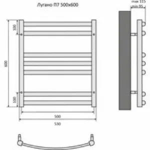 Полотенцесушитель водяной Aquatek Лугано П7 500x600, хром AQ DOC0760CH Полотенцесушитель водяной Aquatek Лугано П7 500x600, хром AQ DOC0760CH