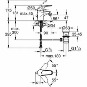 Смеситель для биде GROHE Euroeco с донным клапаном, S-size, хром (23263000) Смеситель для биде GROHE Euroeco с донным клапаном, S-size, хром (23263000)