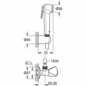 Душевой набор с угловым вентилем, 1 вид струи, GROHE Tempesta Trigger Spray, хром, (26357000) Душевой набор с угловым вентилем, 1 вид струи, GROHE Tempesta Trigger Spray, хром, (26357000)