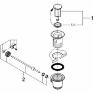 Донный клапан для раковины/биде GROHE рычажный, хром (28910000) Донный клапан для раковины/биде GROHE рычажный, хром (28910000)