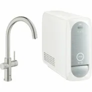 Смеситель для кухонной мойки GROHE Blue Home с системой фильтрации, охлаждения и газирования воды, суперсталь (31455DC0)