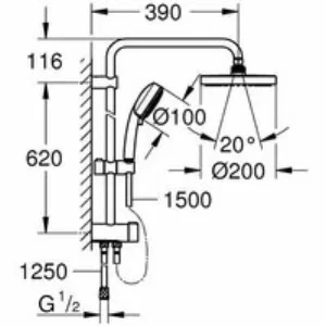 Душевая система GROHE Tempesta System 200 со смесителем для ванны, хром (NB0071/S) Душевая система GROHE Tempesta System 200 со смесителем для ванны, хром (NB0071/S)