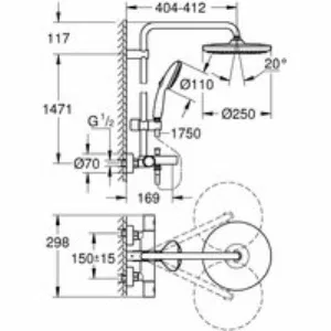 Душевая система GROHE Tempesta System 250 с термостатом для ванны, хром (26672001) Душевая система GROHE Tempesta System 250 с термостатом для ванны, хром (26672001)