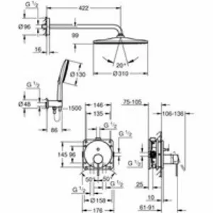Душевая система GROHE Essence со смесителем для душа, хром (25287000) Душевая система GROHE Essence со смесителем для душа, хром (25287000)
