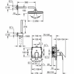 Душевая система GROHE Eurocube со смесителем для душа, хром (25289000) Душевая система GROHE Eurocube со смесителем для душа, хром (25289000)