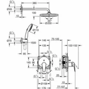 Душевая система GROHE BauEdge со смесителем для душа, хром (25290000) Душевая система GROHE BauEdge со смесителем для душа, хром (25290000)