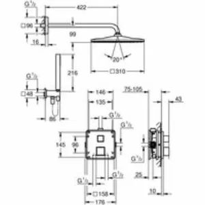 Душевая система GROHE Grontherm Cube с термостатом для душа, хром (34868000) Душевая система GROHE Grontherm Cube с термостатом для душа, хром (34868000)