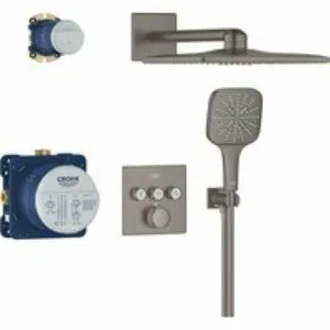 Душевая система GROHE Grohtherm SmartControl с термостатом для душа, темный графит матовый (34864AL0) Душевая система GROHE Grohtherm SmartControl с термостатом для душа, темный графит матовый (34864AL0)