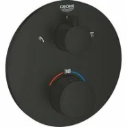 Внешняя часть термостата для душа GROHE Grohtherm на 2 потребителя, круглая, матовый черный (1022082430)