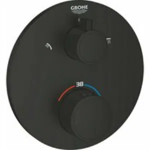 Внешняя часть термостата для душа GROHE Grohtherm на 2 потребителя, круглая, матовый черный (1022082430) Внешняя часть термостата для душа GROHE Grohtherm на 2 потребителя, круглая, матовый черный (1022082430)