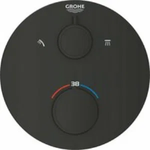 Внешняя часть термостата для душа GROHE Grohtherm на 2 потребителя, круглая, матовый черный (1022082430) Внешняя часть термостата для душа GROHE Grohtherm на 2 потребителя, круглая, матовый черный (1022082430)