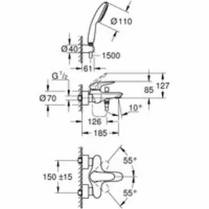 Смеситель для ванны GROHE Eurostyle, хром (25286003) Смеситель для ванны GROHE Eurostyle, хром (25286003)