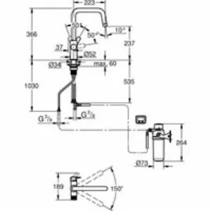 Смеситель для кухонной мойки GROHE Blue Pure Start с функцией фильтрации, с угольным фильтром в комплекте, хром (30596000) Смеситель для кухонной мойки GROHE Blue Pure Start с функцией фильтрации, с угольным фильтром в комплекте, хром (30596000)