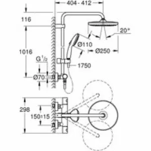 Душевая система GROHE Tempesta System 250 с термостатом для душа, черный (266702431) Душевая система GROHE Tempesta System 250 с термостатом для душа, черный (266702431)