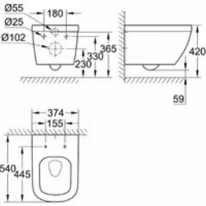 Комплект инсталляции GROHE Rapid SL с подвесным унитазом Euro Ceramic и сиденьем (36501000) Комплект инсталляции GROHE Rapid SL с подвесным унитазом Euro Ceramic и сиденьем (36501000)