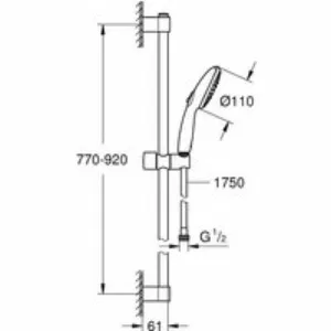 Душевой гарнитур GROHE Tempesta 110, 3 режима струи, душевая штанга 900 мм, 13,5 л/мин, хром (27796003) Душевой гарнитур GROHE Tempesta 110, 3 режима струи, душевая штанга 900 мм, 13,5 л/мин, хром (27796003)