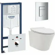Комплект инсталляции GROHE 38775001 с унитазом AQUAme AQM2001 и сиденьем с микролифтом (NW0166)