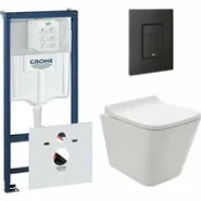Комплект инсталляции GROHE 38811KF0 с унитазом AQUAme AQM2004 и сиденьем с микролифтом (NW0174)