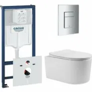 Комплект инсталляции GROHE 38775001 с унитазом Aquatek МИЯ и сиденьем с микролифтом (NW0150)