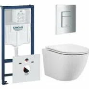 Комплект инсталляции GROHE 38775001 с унитазом Aquatek ЕВРОПА и сиденьем с микролифтом (NW0148)