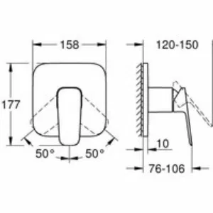 Внешняя часть смесителя для ванны GROHE Cubeo, матовый черный (1017772430) Внешняя часть смесителя для ванны GROHE Cubeo, матовый черный (1017772430)