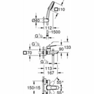 Смеситель для ванны GROHE Cubeo с ручным душем, хром (1018140000) Смеситель для ванны GROHE Cubeo с ручным душем, хром (1018140000)