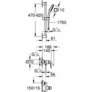 Смеситель для душа с душевым гарнитуром GROHE Cubeo, хром (1018250000) Смеситель для душа с душевым гарнитуром GROHE Cubeo, хром (1018250000)
