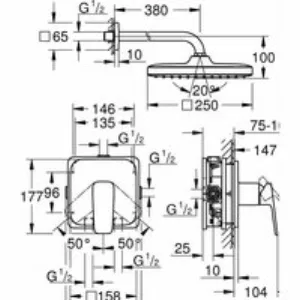 Душевая система GROHE Cubeo со смесителем для душа, черный матовый (1053342430) Душевая система GROHE Cubeo со смесителем для душа, черный матовый (1053342430)