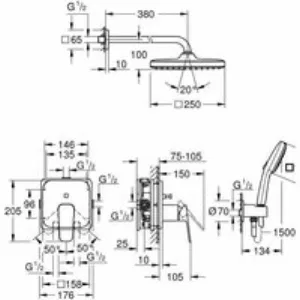 Душевая система GROHE Cubeo со смесителем для душа, хром (1053360000) Душевая система GROHE Cubeo со смесителем для душа, хром (1053360000)